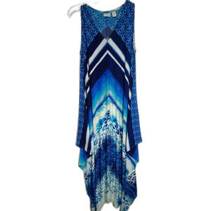 Chico's Women's Blue Patterned Sleeveless Dress  Size 1-Medium